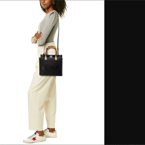 NEW Authentic Fendi Vitello Small Zucca Sunshine Tote Leather Black - Picture 13 of 13